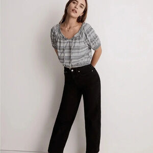 NWT Madewell Jacquard Keyhole Crop Top in Stripe Medium